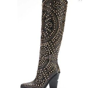 Studded knew high cowboy boots
